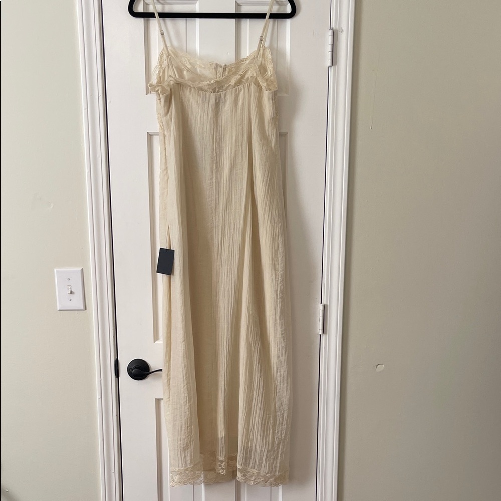Lulu's Lace Cream Button Down Midi Dress - Picture 4 of 5